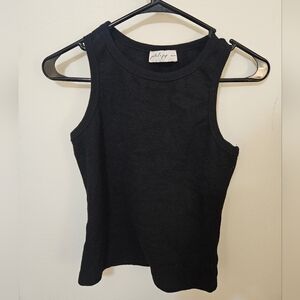 Petal & Pup Black Ribbed Halter Tank Top